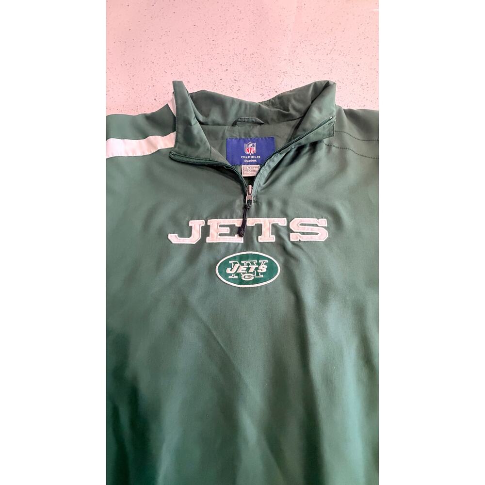 *VTG* Reebok NFL New York Jets Men's Green 1/4 Zip Vented Windbreaker Size XL - Picture 3 of 6